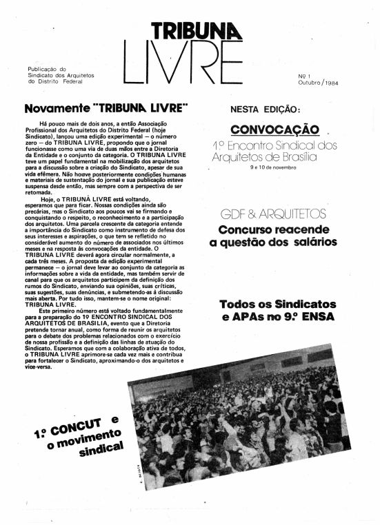 Capa da Tribuna Livre n. 1